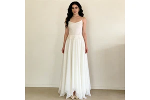 Women Dresses Ivory Thin Spaghetti Strap Cowl Neck Tiered Skirt Chiffon Elegant Formal Bridal Maxi Women Dresses