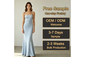 Bulk Women's Dresses Light Blue Ditsy Floral Square Neck Spaghetti Strap Bodycon Bridesmaid Mermaid Maxi Dresses