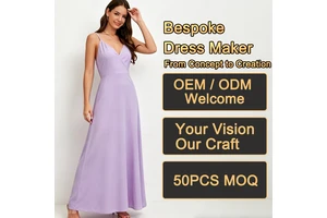 OEM Ladies Dresses Lavender Chiffon V-Neck Wrap Bodice Spaghetti Strap A-Line Flowy Maxi Bridesmaid Evening Party Dresses