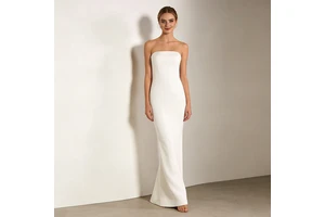 Wholesale High Quality Straight Shoulder Sexy Women Wedding Dress Sleeveless Fishtail Wrap Hip Floor-Length Elegant Dress
