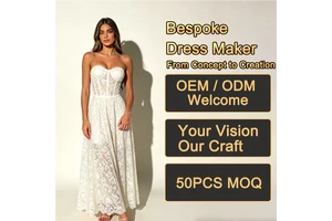 Wholesale Ladies Dresses White Strapless Lace Corset Bustier A-Line Flowy Maxi Bridal Party Evening Dresses