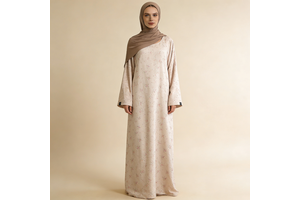 Women Small Floral Print Wide Long Sleeves Floor Length Loose Fit Soft Comfortable Fabric Stylish Casual Fresh Muslim Dresses