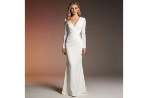 Custom Mermaid Modern Natural Maternity Wedding Dresses Ivory Satin Ruffles Bride Reception Plus Size