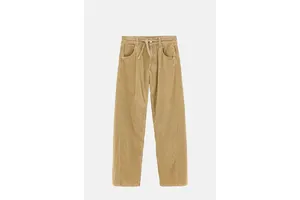 Clay Corduroy Paperbag Jean - Elastic Waist Wide Leg for OEM
