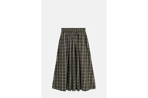 Wide Elastic Waist Check Skirt - OEM