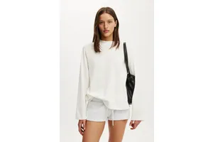 Women's Micro Sweatshort - Light Grey Marle/Stripe