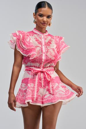 Women's Pretty In Pink Patterned Romper