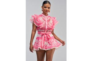 Women's Pretty In Pink Patterned Romper