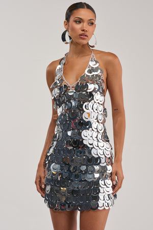 Women's Shimmer And Shake Sequin Mini Dress In Silver