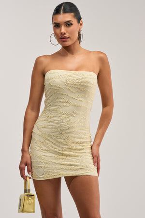 Women's Akira Yellow Strapless Sequin Mini Dress In Mesh
