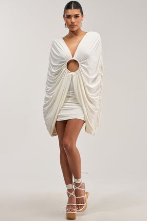 Women's Akira Bad Decisions White Mini Bodycon Dress With Plunge Neckline