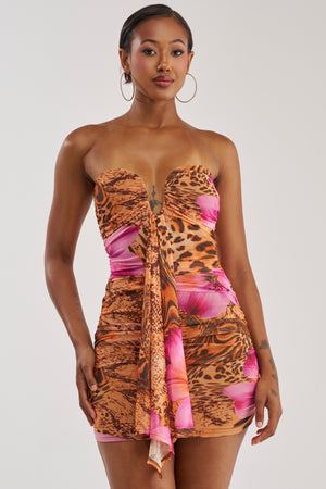 Women's Baddie Club Plunging Mini Dress In Purple Multi