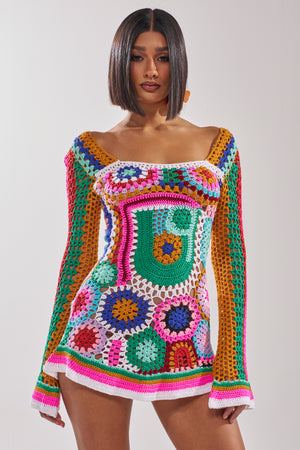 Women's Crochet All Day Colorblock Mini Dress