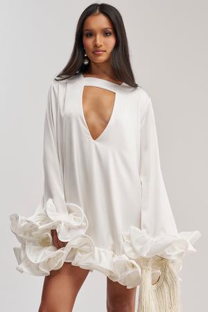 Women's Girly Girl Satin Mini Dress In White