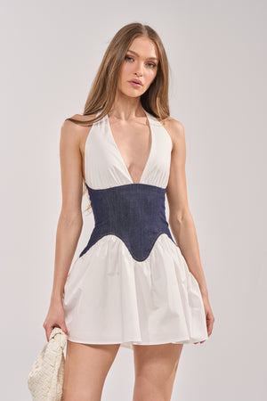 Women's Say Less Poplin Mini Dress In White