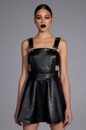 Women's Kiara Faux Leather Pinafore Dress