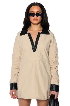 Women's Swipe Right Cut Out Waist Long Sleeve Mini Dress