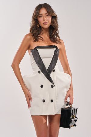 Women's The Main Event Suiting Mini Dress In White