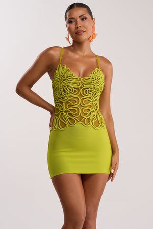 Women's Akira Green Abstract Bodycon Sweetheart Mini Dress