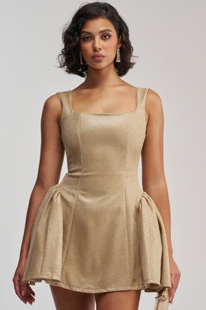 Women's Akira Gold Spaceshine Fit & Flare Mini Dress