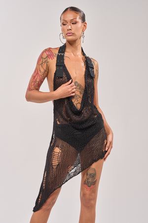 Women's Make A Mess Knit Mini Dress In Black
