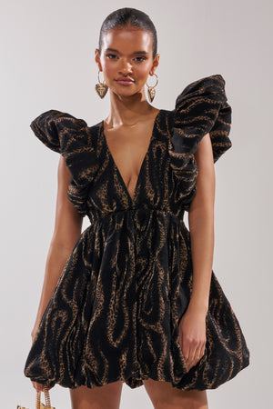 Women's Wild Heart Brocade Bubble Mini Dress
