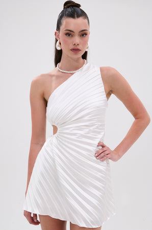 Women's Make It Work Pleated Mini Dress In White