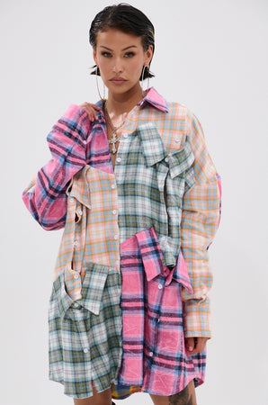 Women's Wild Child Plaid Shirt Dress