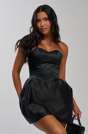Women's Akira Queen Of Hearts Black Strapless Satin Mini Dress