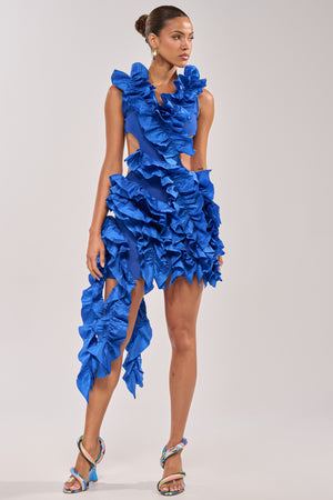 Women's Crazier Than Your Ex Flocked Mini Dress In Blue