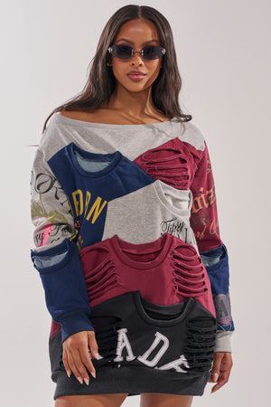 Women's Talk Later Off The Shoulder Patchwork Dress