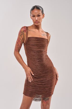 Women's Hypnotize Me Fringe Mini Dress In Brown