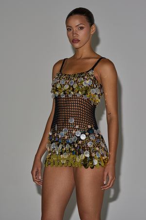Women's Resort Living Sequin Crochet Mini Dress