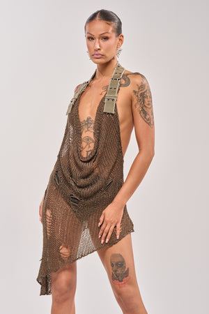 Women's Make A Mess Knit Mini Dress In Olive