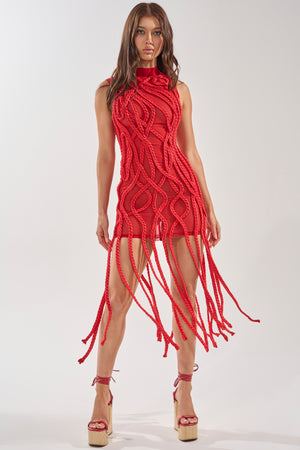 Women's Stuck On You Braided Mini Dress In Red