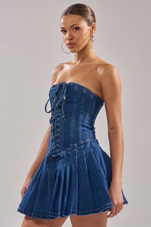 Women's Lace Me Up Denim Mini Dress