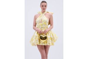 Women's The Topic And Top Pick Brocade Mini Dress In Yellow