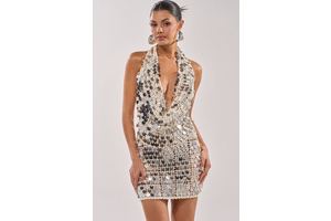 Women's Akira Ariel White Sequin Crochet Mini Dress