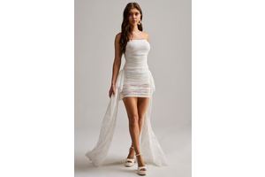 Women's Akira White Strapless Lace Mesh Mini Dress