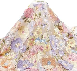 WADORN 1 Yard×61 Inch 3D Flowers Embroidery Lace Fabric, Colorful Floral Embroidery Lace Fabric Soft Tulle Mesh Net Sewing Cloths for DIY Crafts: Fabric Sourcing and Quality Notes