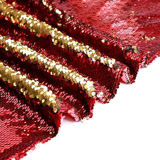 VOK Sequin Flip Fabric by The Yard, Reversible Glitter Fabric for Graffiti, Bridal Dress, Wedding Decorations, Sewing, DIY Handmade (3 yd, Red +: Fabric Sourcing and Quality Notes