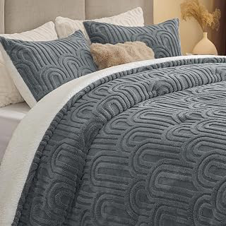 ChiXpace Arch Sherpa Comforter Set Queen, Warm & Fluffy Bed Set, Grey: Jacquard Weave and Production Notes