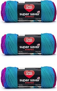 RED HEART Super Saver 3-Pack yarn, POLO STRIPE 3 Pack: Ombre Dyeing and Production Notes