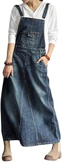 Women's Vintage Adjustable Strap Denim Overall Dress Distressed A-Line Pinafore Bib Jean Dress: OEM Production and Sizing Notes