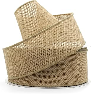 Burlap Fabric Wired Ribbon 2.5
