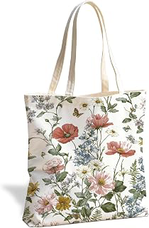 Flower Canvas Tote Bag, Cute Reusable Shoulder Bag for Shopping Travel: Print Design and Production Notes
