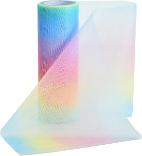 Rainbow Tulle Rolls 6 Inch by 10 Yards Macarons Gradient Shimmer Spool Ribbon for Table Chair Sash Bow Pet Tutu Skirt Sewing Crafting Fabric: Ombre Dyeing and Production Notes