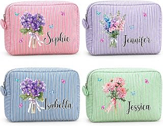 Wrappiness Custom Birth Month Flower Makeup Bag, Women Cosmetic Pouch Gift: Print Design and Production Notes