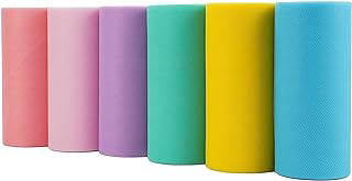 MEEDEE Pastel Tulle Ribbon 6 Rolls Tulle Fabric Spool Ribbon, 6 inch by 25 Yards/Spool, Perfect for Tutus DIY Wedding Table Skirt Rainbow Party: Ombre Dyeing and Production Notes