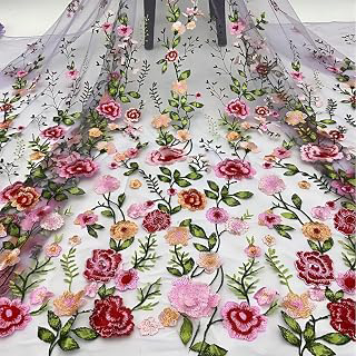 1 Yard 150cm Multicolor 3D Flowers Heavy Embroidery Lace Floral Fabric for Sewing Dresses Jacket Jeans DIY Custom Clothes, Party Dresses, Home: Jacquard Weave and Production Notes